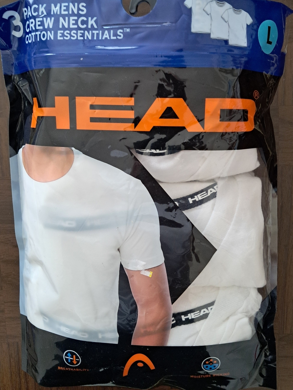 HEAD White Crew Neck Men's Undershirts (3-Pack) , Size L